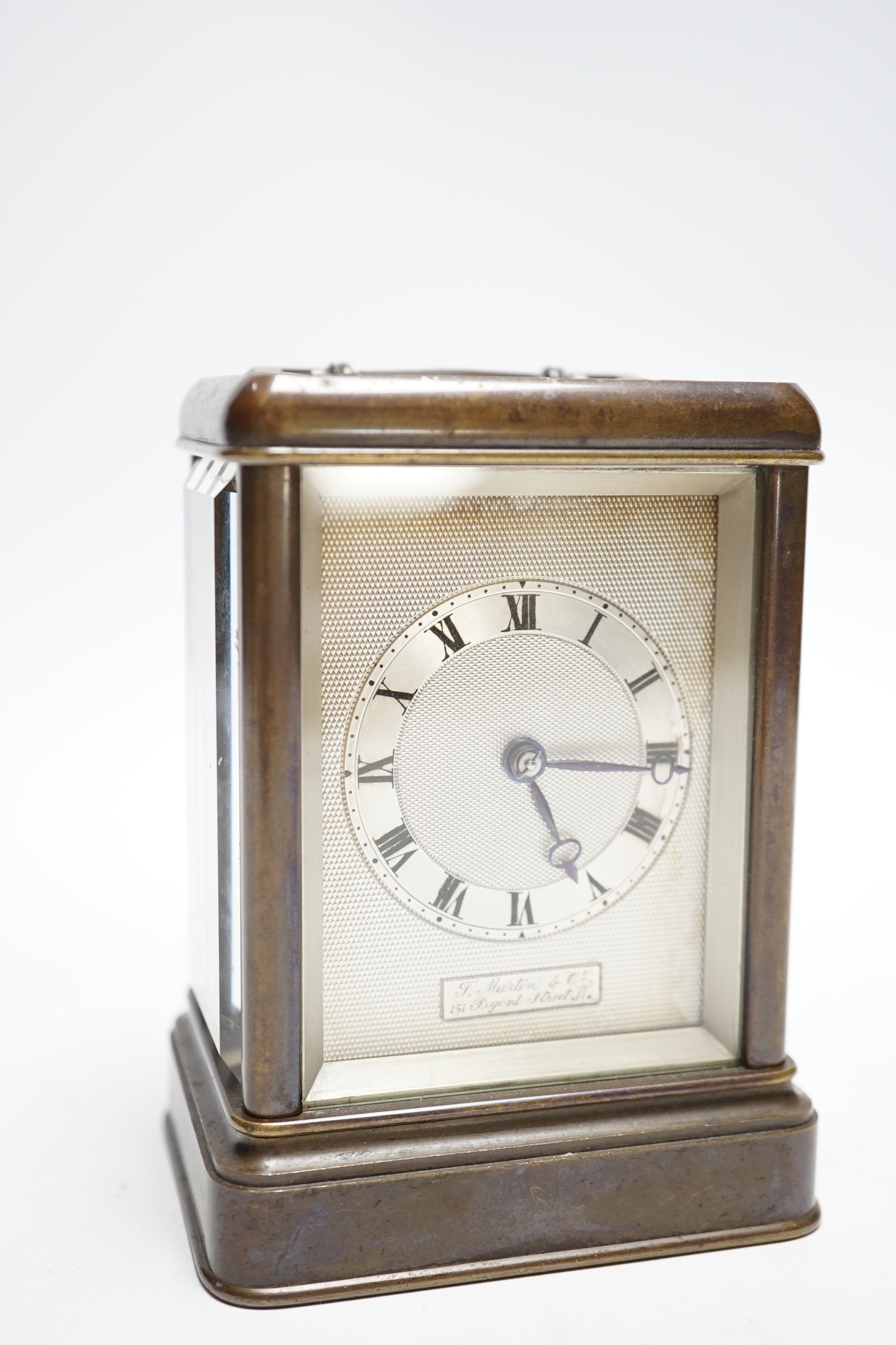 T. Martin & Co., 151 Regent Street. W., a Victorian bronze carriage timepiece